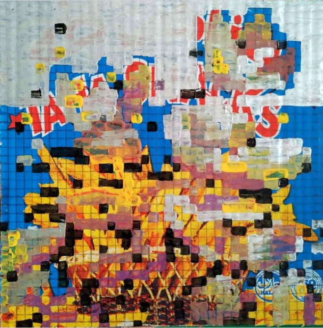 Mozafar Ramadan 13, 20x20 cm, Printing ink on cardboard, 2025