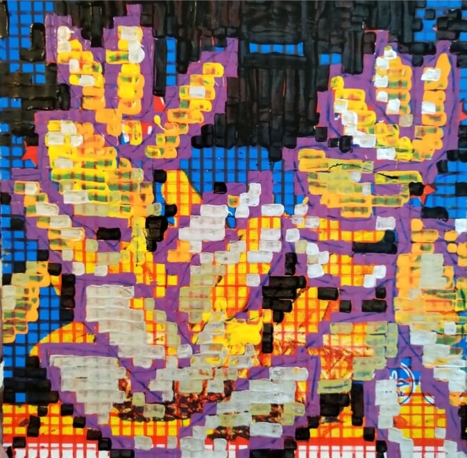 Mozafar Ramadan 16, 20x20 cm, Printing ink on cardboard, 2025